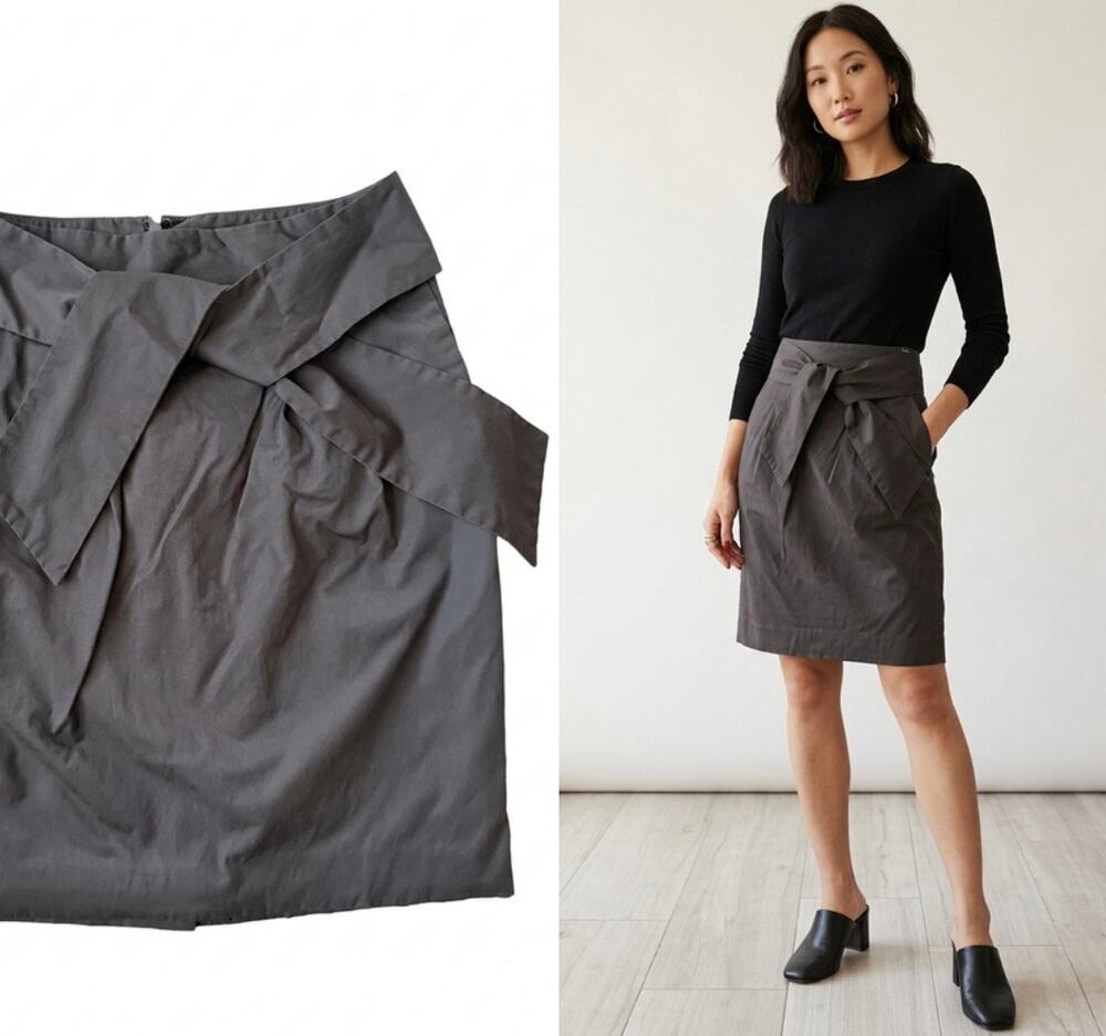 Banana Republic Petite Stretch Tie Waist Pencil Skirt Dark Espresso 00P